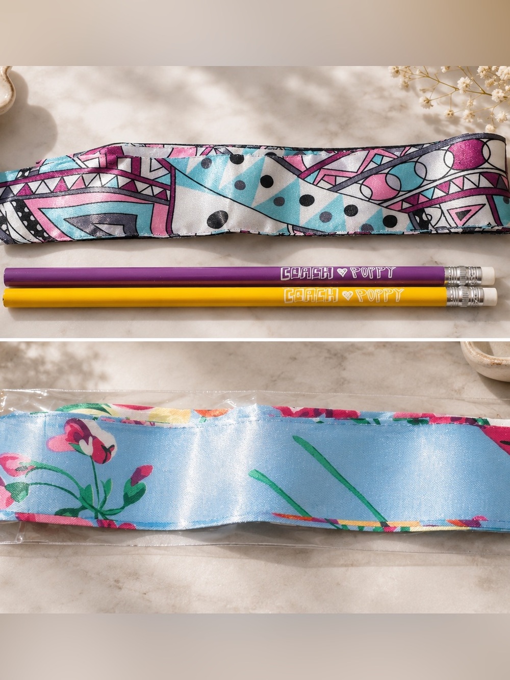 Coach Poppy Pencils and Unbranded Twilly Scarfs